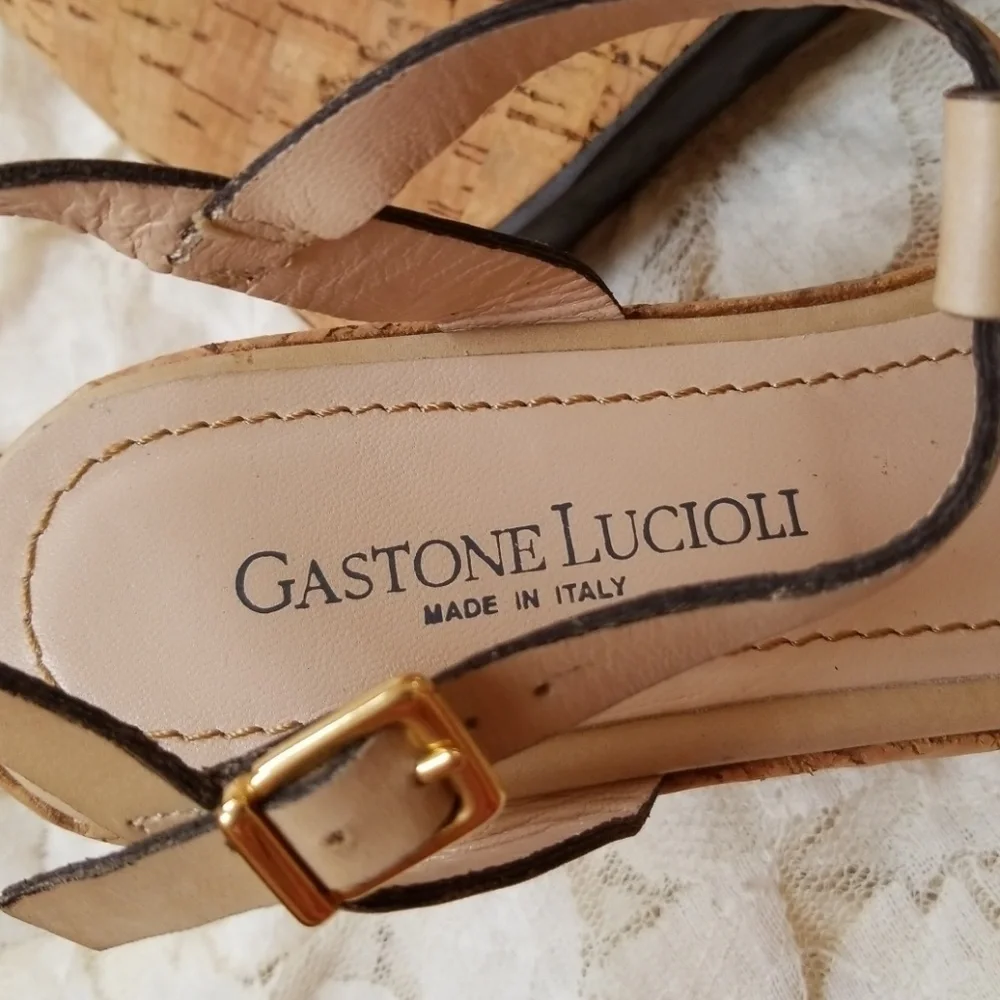 Gastone Lucioli Cork LeatherPlatform Shoes